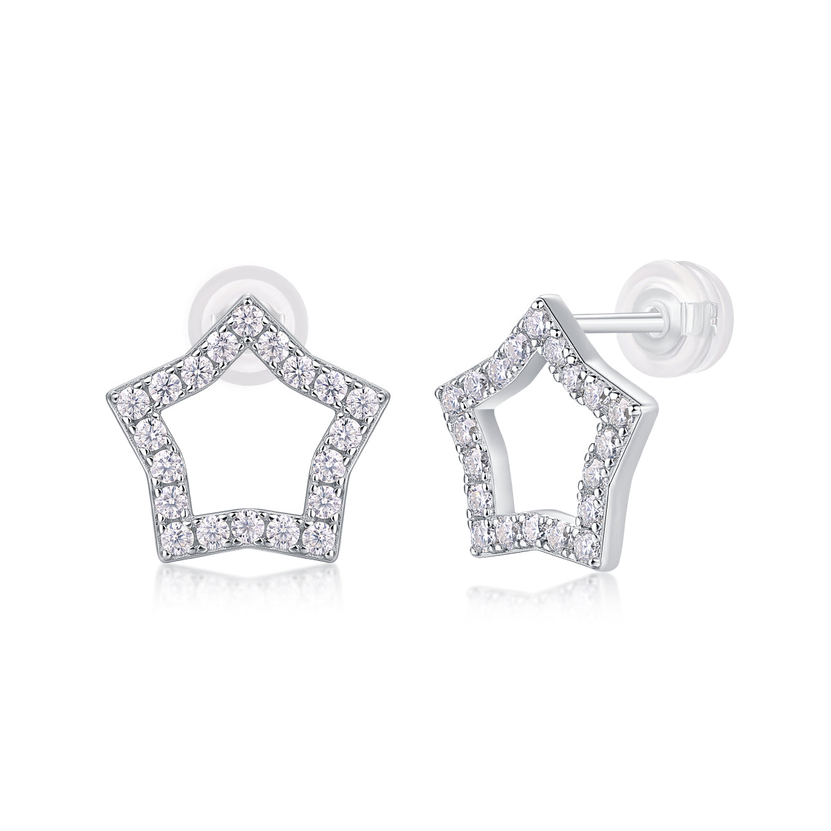 S925 Silver Moissanite Stud Earrings – Platinum Plated Luxury Jewelry